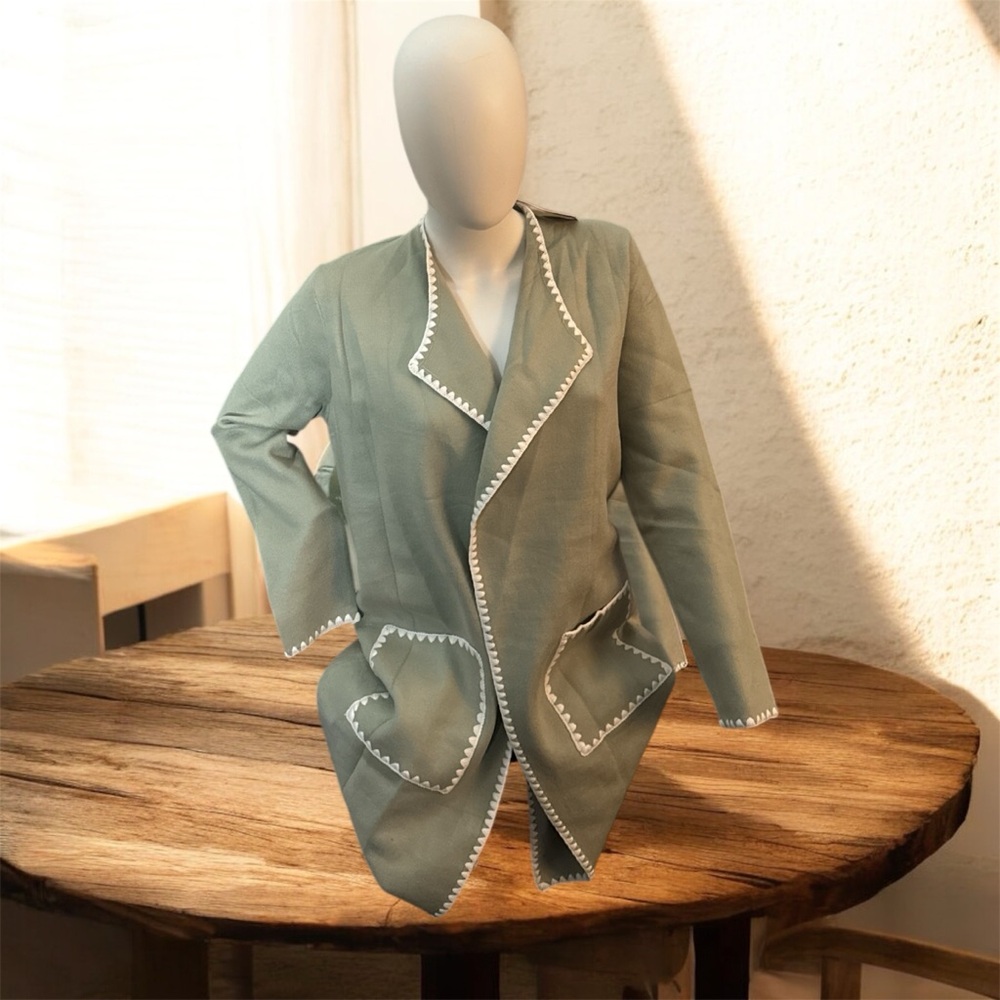 Women's Green Jacket with White Trim